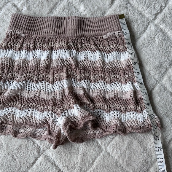 Princess Polly | Brown Leah Striped Sheer Knit Coverup Shorts | Size 2 - Picture 9 of 11